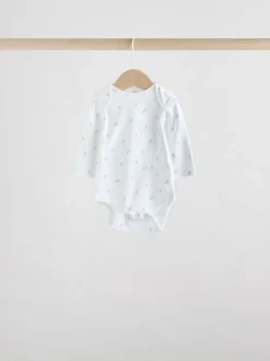 White Character 5 Pack Long Sleeve 100% Cotton Baby Bodysuits