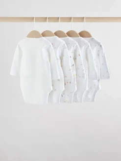 White Character 5 Pack Long Sleeve 100% Cotton Baby Bodysuits