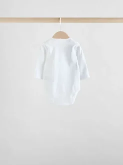 White Character 5 Pack Long Sleeve 100% Cotton Baby Bodysuits