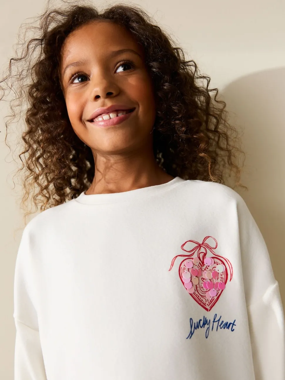 White Charm Long Sleeve Sequin Top (3-16yrs)