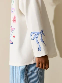 White Charm Long Sleeve Sequin Top (3-16yrs)
