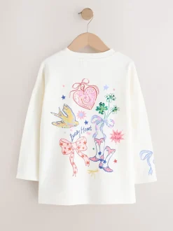 White Charm Long Sleeve Sequin Top (3-16yrs)
