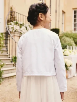 White Collarless Denim Jacket (3-16yrs)