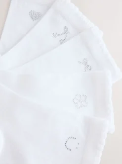 White Cotton Rich Diamante Ankle Socks 5 Pack