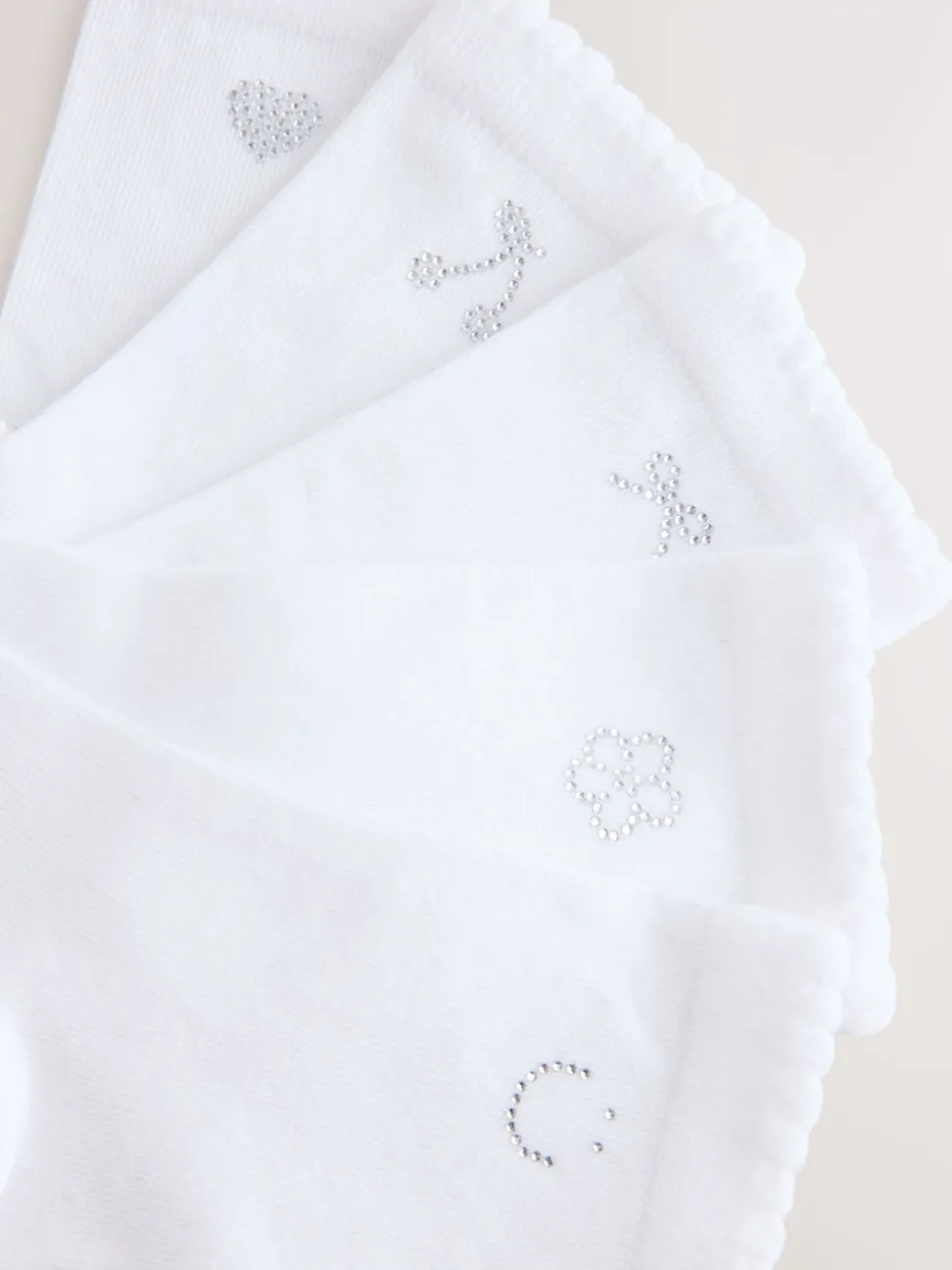 White Cotton Rich Diamante Ankle Socks 5 Pack