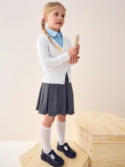 White Cotton Rich School V-Neck Cardigan (3-16yrs)