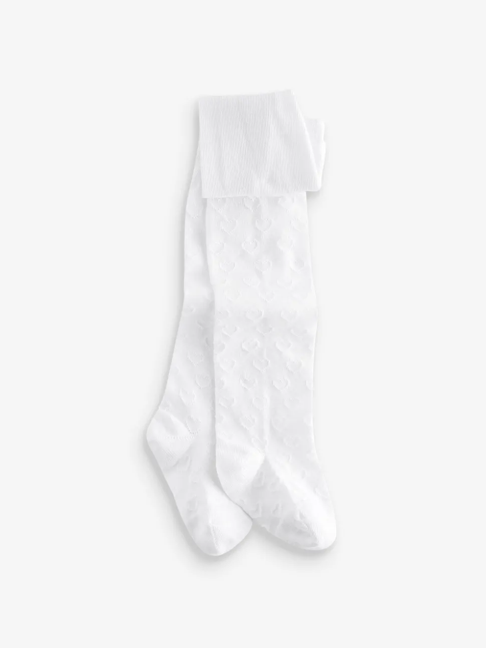 White Cotton Rich Textured Heart Tights