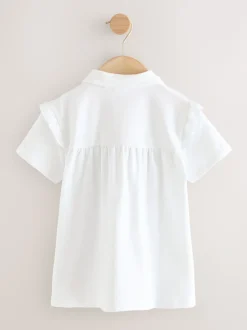 White Cotton Stretch Frill Shoulder School Polo Tops 2 Pack (3-16yrs)