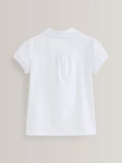 White Cotton Stretch Pretty Collar School Jersey Top (3-14yrs)