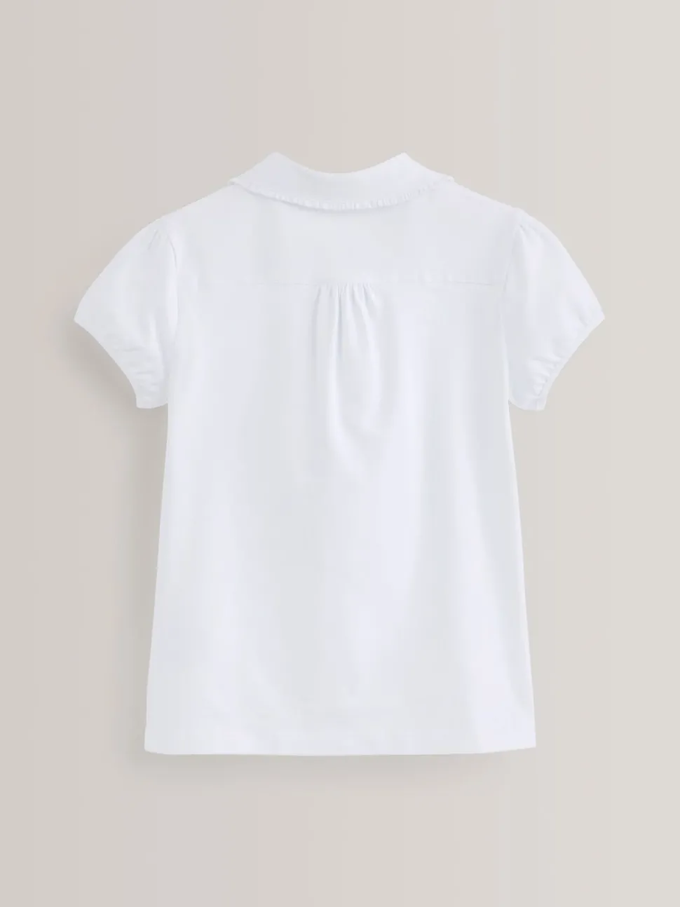 White Cotton Stretch Pretty Collar School Jersey Top (3-14yrs)