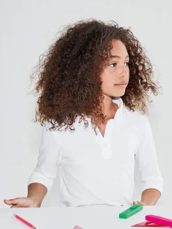 White Cotton Stretch 3/4 Sleeve School Jersey Blouses 2 Pack (3-16yrs)