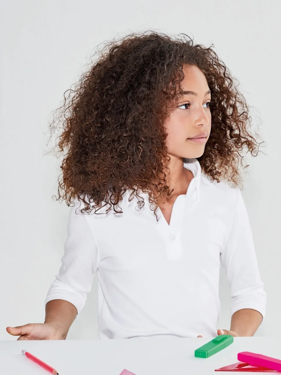 White Cotton Stretch 3/4 Sleeve School Jersey Blouses 2 Pack (3-16yrs)