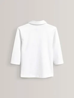 White Cotton Stretch 3/4 Sleeve School Jersey Blouses 2 Pack (3-16yrs)