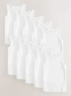 White 100% Cotton Vests 10 Pack (1.5-16yrs)