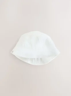 White Crinkle Baby Bucket Hat