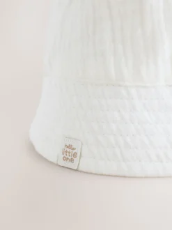 White Crinkle Baby Bucket Hat