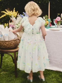 White 3D Flower Ruffle Mesh Occasion Dress (3-16yrs)
