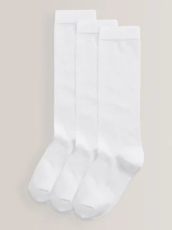 White Diamond 3 Pack Cotton Rich Knee High School Socks