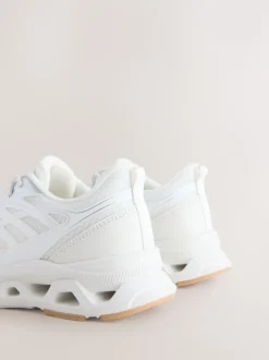 White Elastic Lace Slip On Trainers