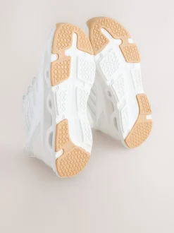 White Elastic Lace Slip On Trainers