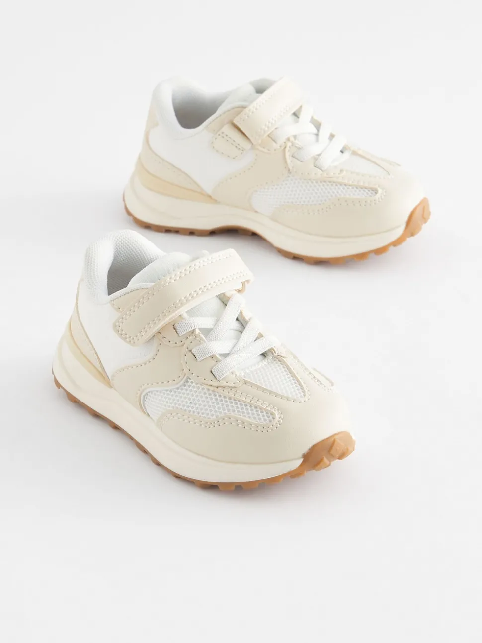White Elastic Lace Touch Fastening Trainers