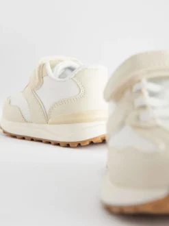 White Elastic Lace Touch Fastening Trainers
