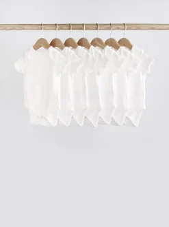 White Essential 7 Pack Short Sleeve Bodysuits