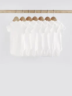 White Essential 7 Pack Short Sleeve Bodysuits
