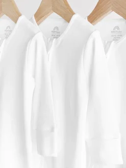 White Essential Zipped 100% Cotton Baby Sleepsuits 3 Pack (0-3yrs)