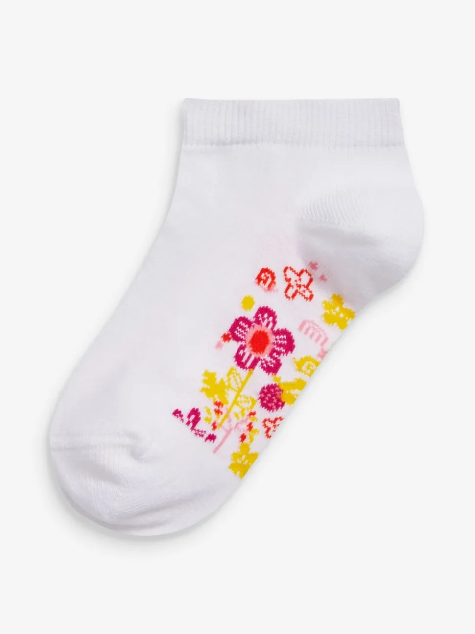 White Floral 5 Pack Cotton Rich Footbed Trainer Socks