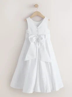 White Flower Girl Bow Dress (6-13yrs)