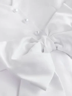 White Flower Girl Bow Dress (6-13yrs)