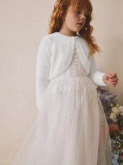 White Fluffy Occasion Shrug (12mths-16yrs)