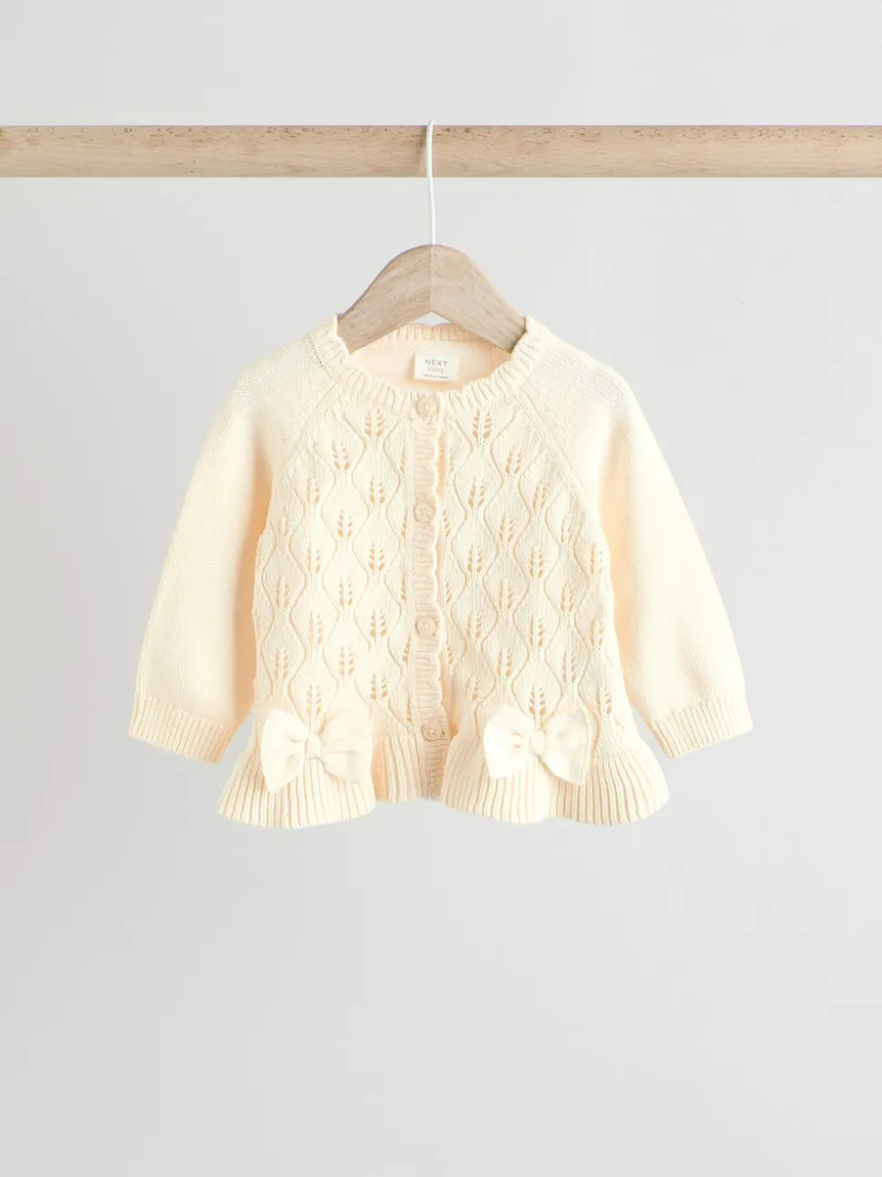 White Frill Knitted Bow Cardigan Set (0mths-3yrs)