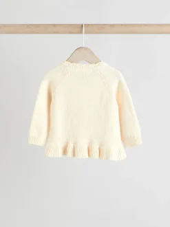 White Frill Knitted Bow Cardigan Set (0mths-3yrs)