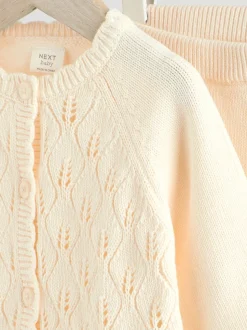 White Frill Knitted Bow Cardigan Set (0mths-3yrs)