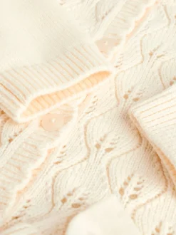 White Frill Knitted Bow Cardigan Set (0mths-3yrs)