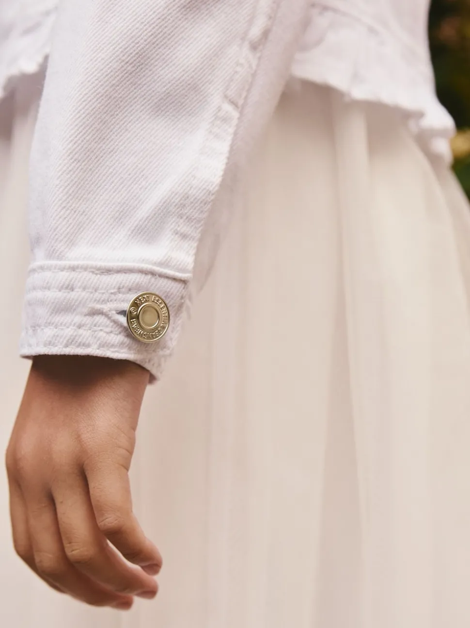 White Frill Shoulder Denim Jacket (3-16yrs)
