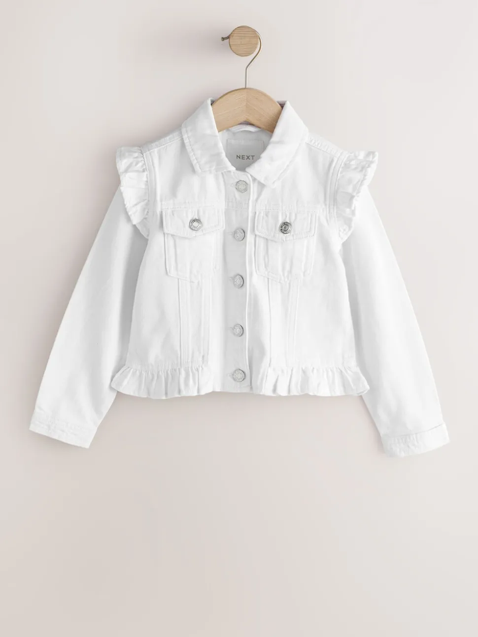 White Frill Shoulder Denim Jacket (3-16yrs)