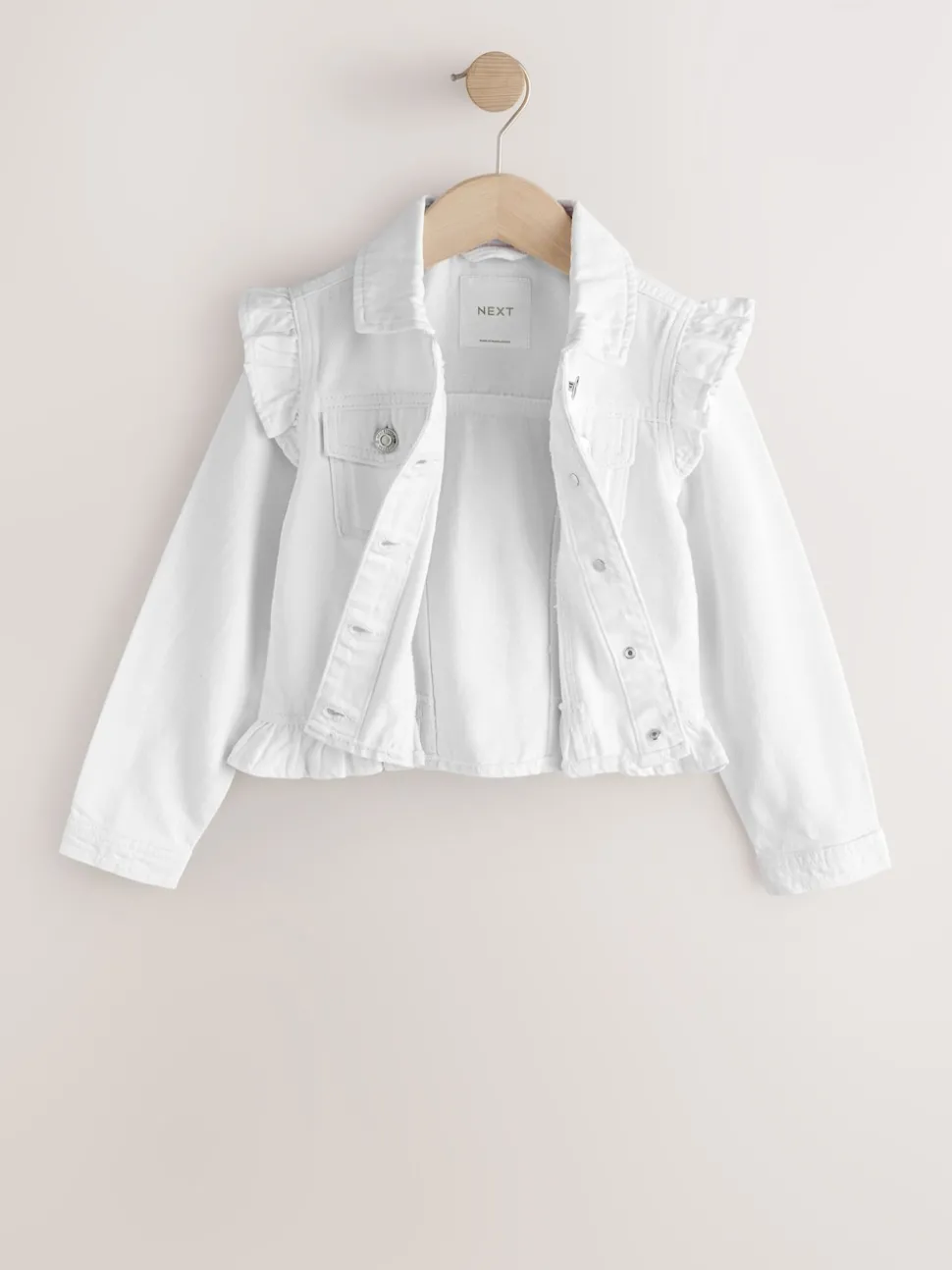 White Frill Shoulder Denim Jacket (3-16yrs)
