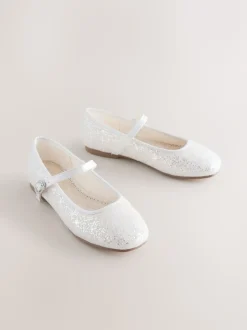 White Glitter Standard Fit (F) Mary Jane Occasion Shoes