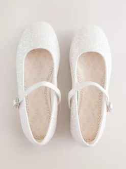 White Glitter Standard Fit (F) Mary Jane Occasion Shoes