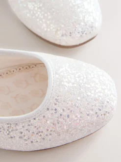 White Glitter Standard Fit (F) Mary Jane Occasion Shoes
