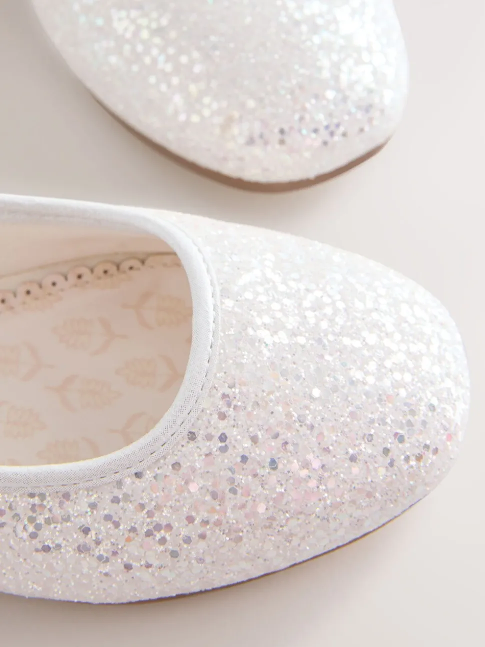 White Glitter Wide Fit (G) Mary Jane Occasion Shoes