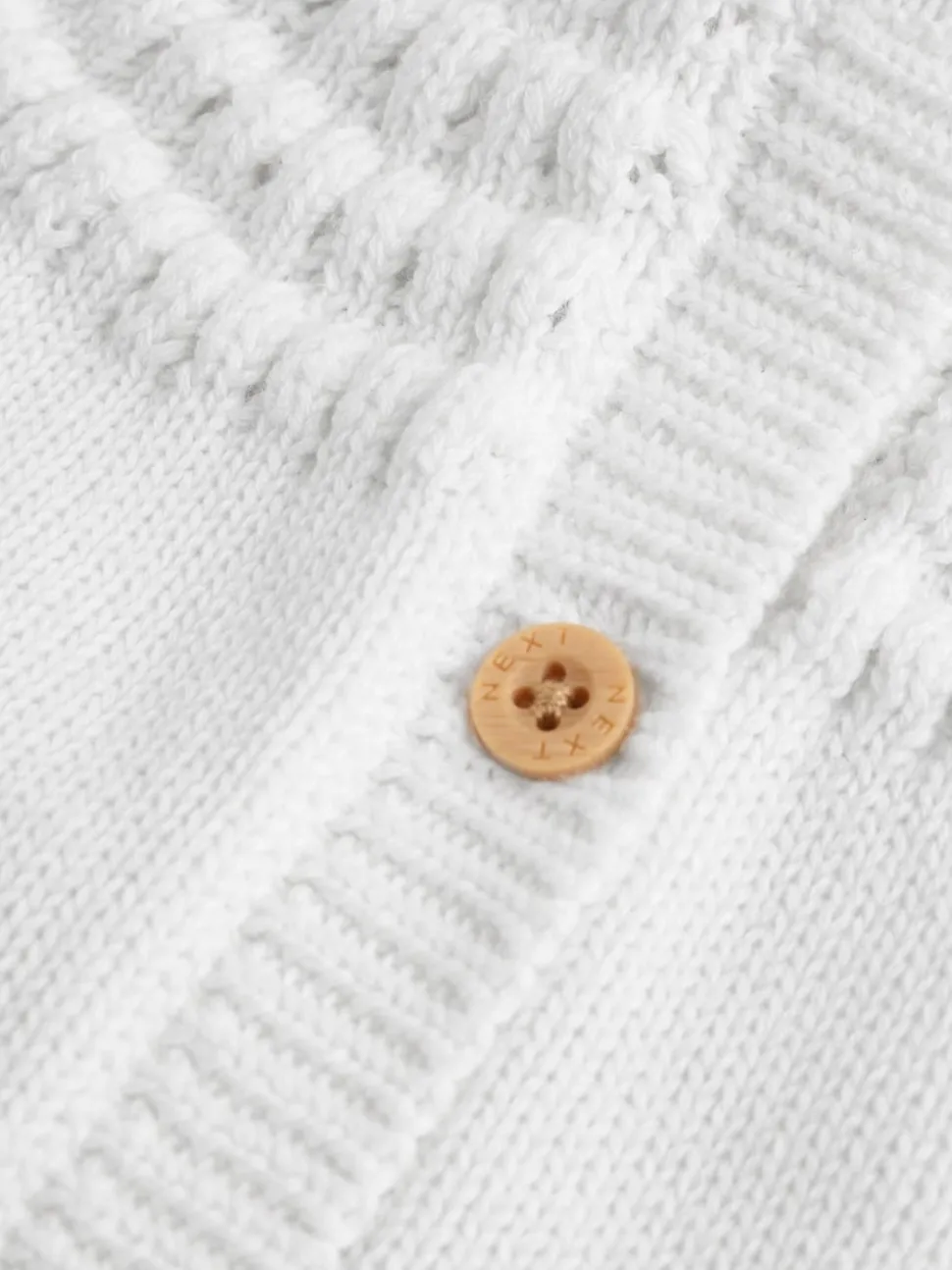 White Heart Pocket Button Through Baby Cardigan (0mths-2yrs)