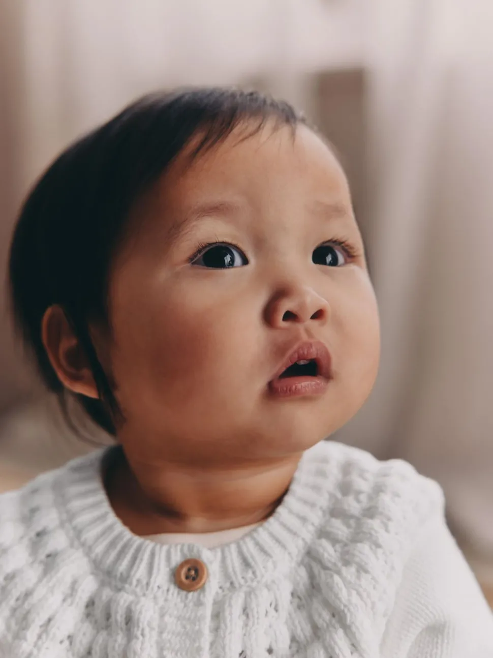 White Heart Pocket Button Through Baby Cardigan (0mths-2yrs)