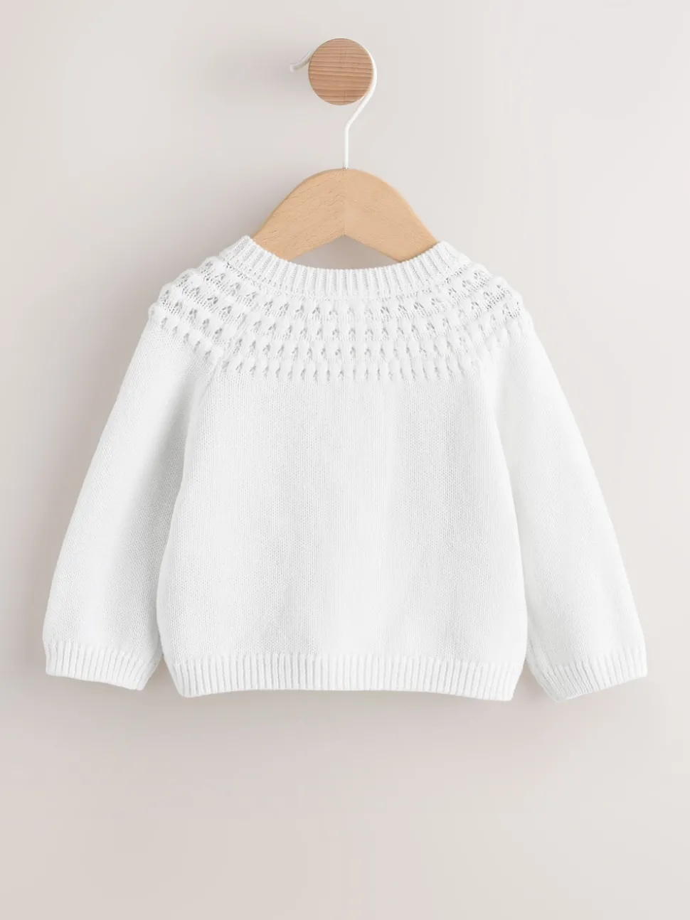 White Heart Pocket Button Through Baby Cardigan (0mths-2yrs)