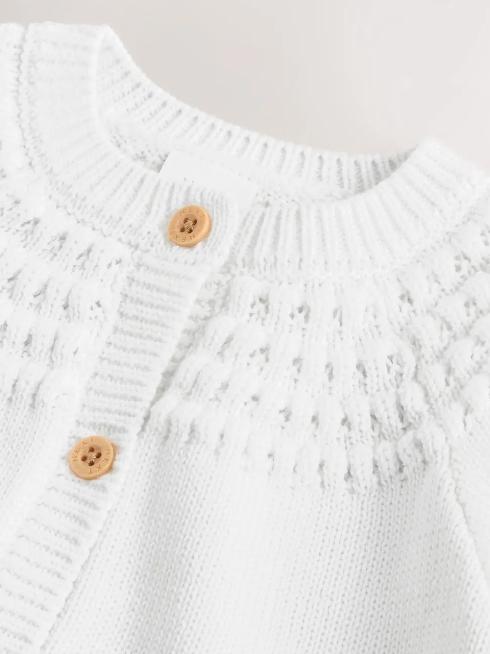 White Heart Pocket Button Through Baby Cardigan (0mths-2yrs)