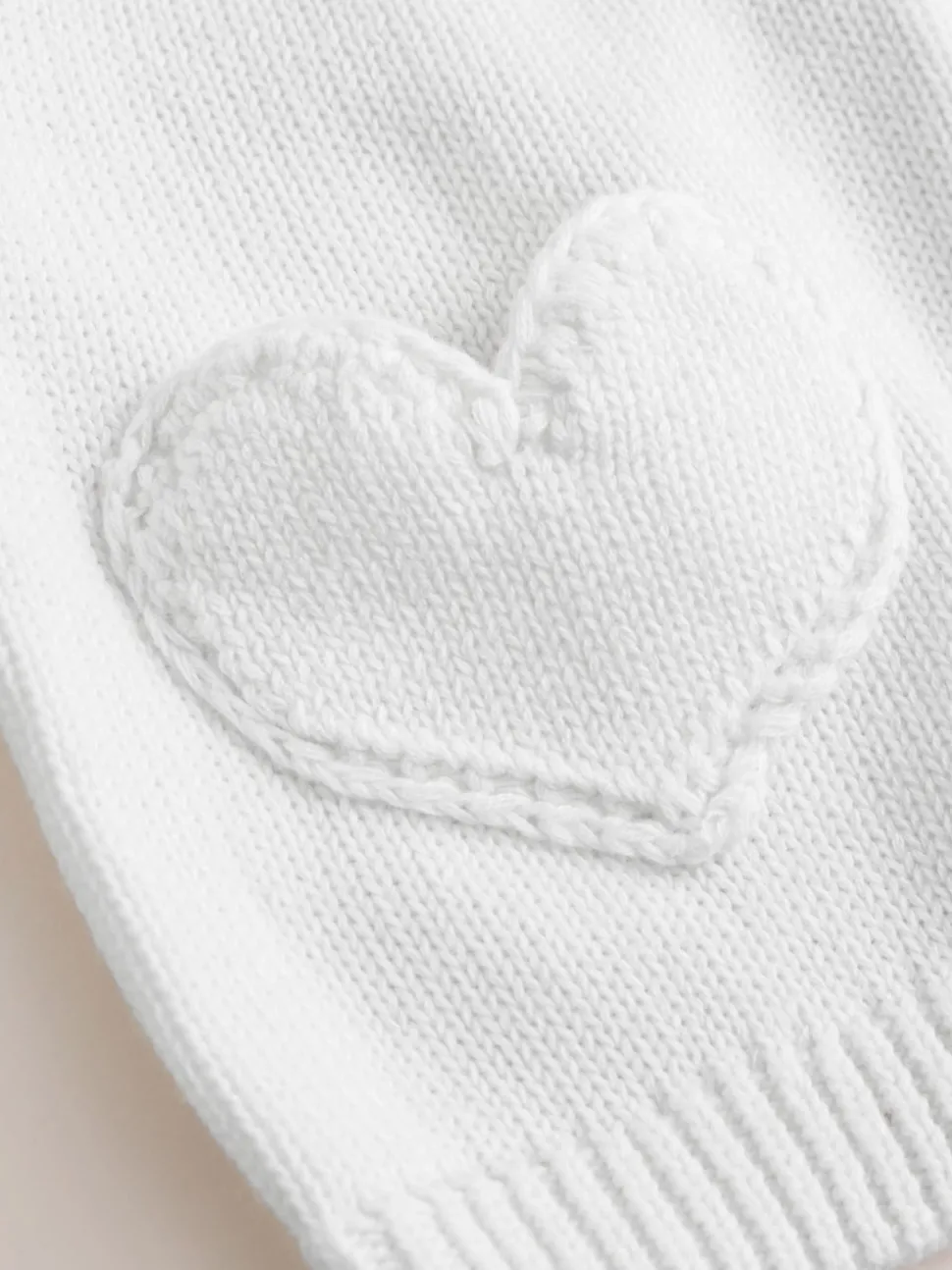 White Heart Pocket Button Through Baby Cardigan (0mths-2yrs)