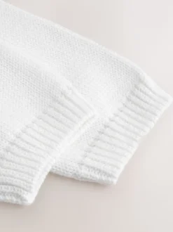 White Heart Pocket Button Through Baby Cardigan (0mths-2yrs)